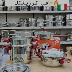 طقم طنجرة (8 / 4 لترات)ضغط متعدد الاستعمالات (3 في 1) من ماركة NARDI الإيطالية الأصلية